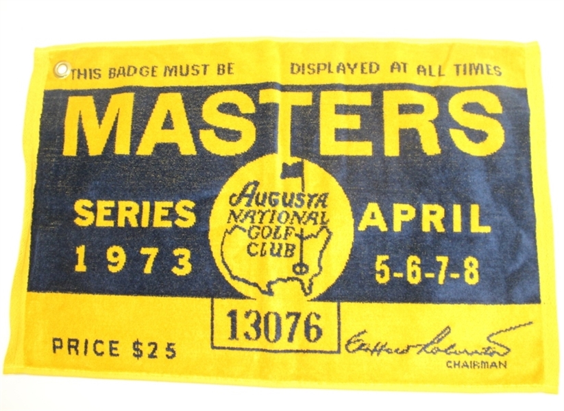 1973 & 1979 Masters Large Commemorative 'Badge' Bag Towels