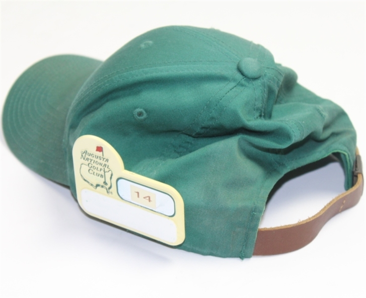 Augusta National Green Caddie Hat with Numbered Badge Pinned - #14