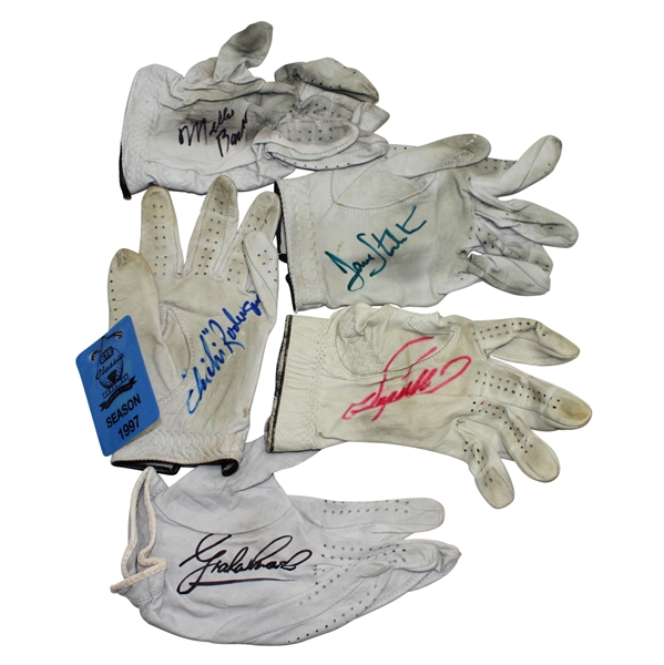 Lot of 5 Signed Golf Gloves - Zoeller, Barber, Rodriguez, Stockton, and Marsh JSA COA