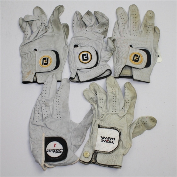 Lot of 5 Signed Golf Gloves - Zoeller, Barber, Rodriguez, Stockton, and Marsh JSA COA
