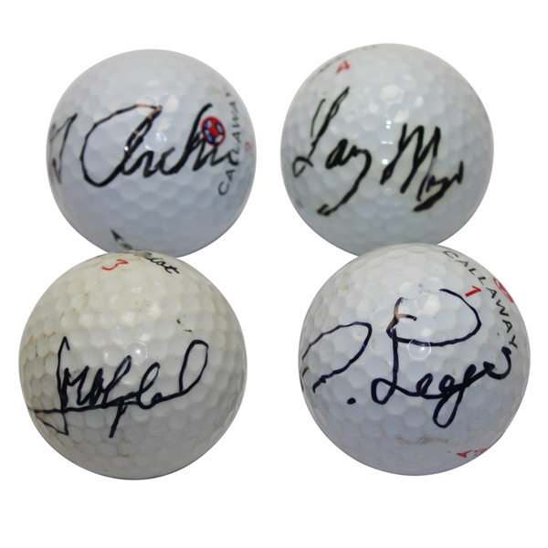 Lot of Four Masters Champions Signed Golf Balls - Olazabal, Mize, Archer, & Langer JSA COA