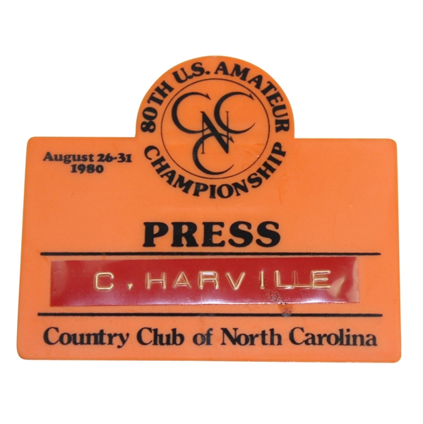 1980 US Amateur at Country Club of North Carolina Press Badge