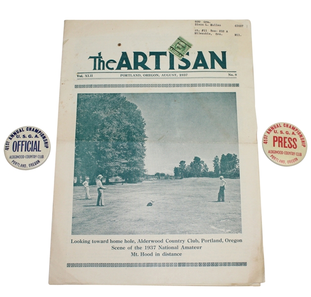 1937 National Amateur Press & Official Badges with Artisan Magazine - Alderwood CC