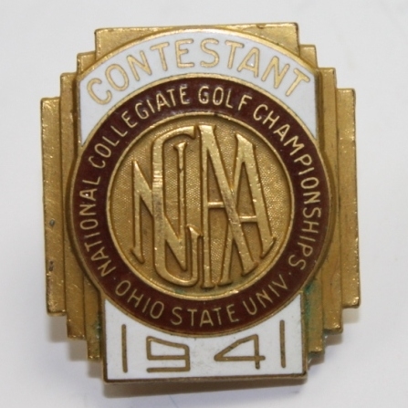 1941 National Collegiate Golf Association Contestant Badge with Program