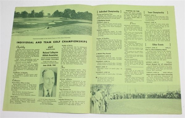 1941 National Collegiate Golf Association Contestant Badge with Program