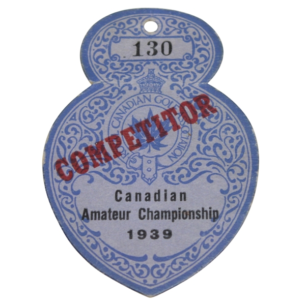 1939 Canadian Amateur Championship Competitor Badge #130