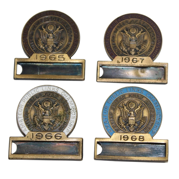 1965, 1966, 1967, & 1968 Amateur Public Links Contestant Badges