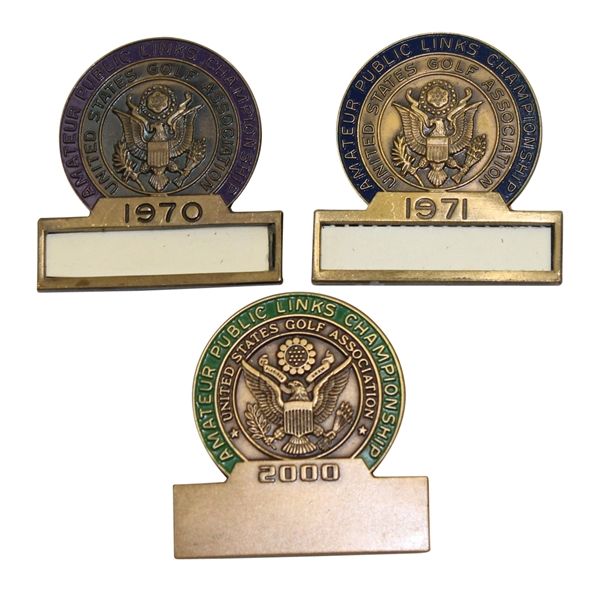 1970, 1971, & 2000 Amateur Public Links Contestant Badges
