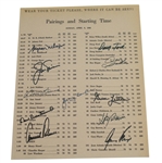 1962 Masters Pairing Page Signed by 11 Golfers - Big 3, Snead, Nelson, plus others