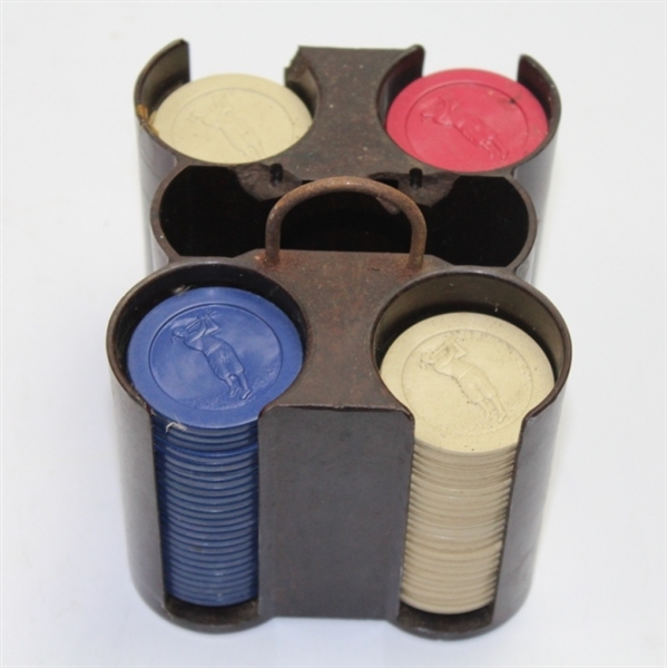 Set of Classic Clay Golf Poker Chips with Holder