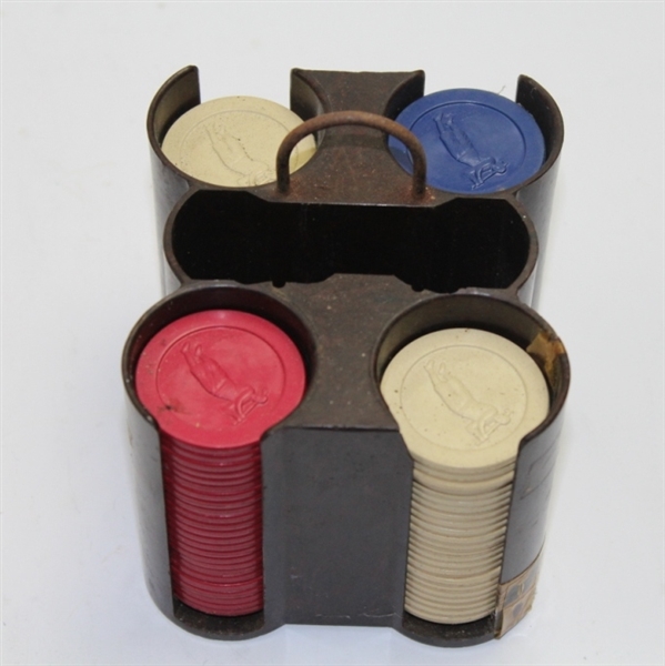 Set of Classic Clay Golf Poker Chips with Holder