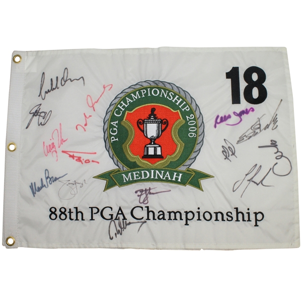 2006 PGA Championship at Medinah Embroidered Flag - Multi-Signed JSA COA
