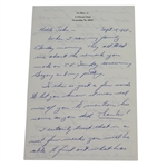 Art Wall, Jr. Personal Hand Written Letter to Legend John Derr JSA COA