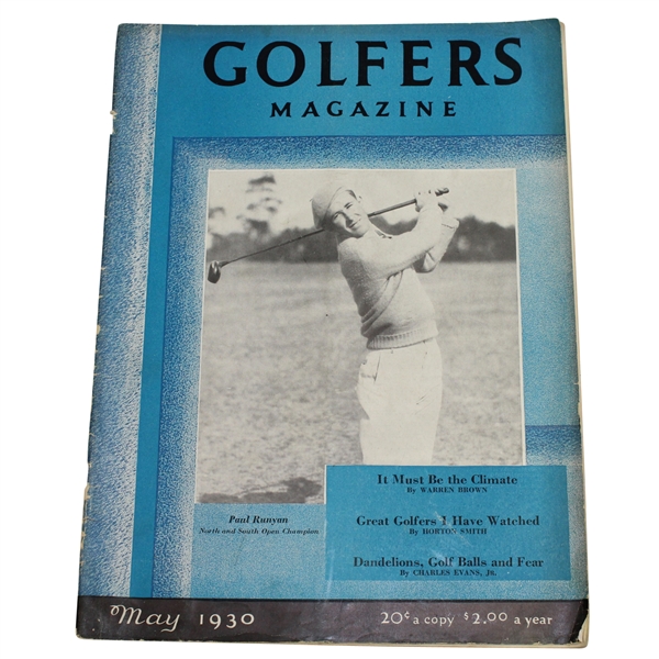 Vintage Lot of Two 1930 'Golfers Magazine' with Paul Runyan and Tommy Armour on Covers