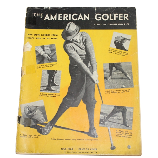 Vintage July 1934 'The American Golfer' Magazine with MacDonald Smith on Cover
