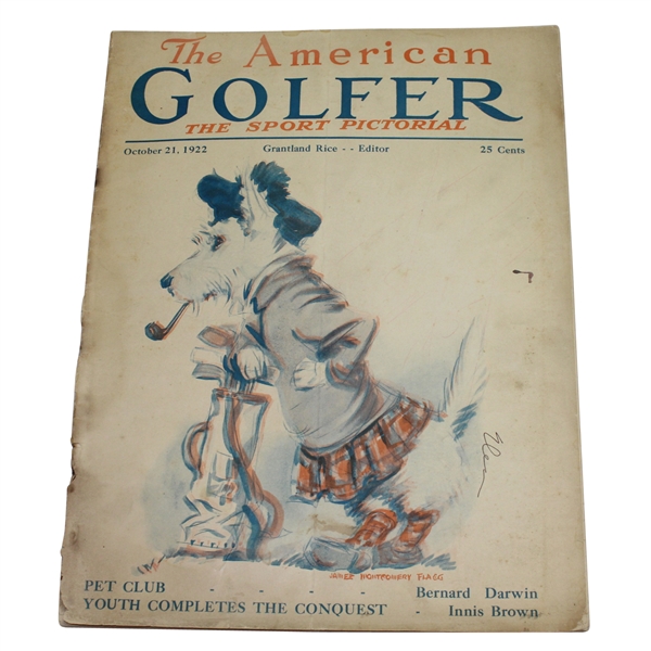 Vintage October 21, 1922 'The American Golfer' Magazine with Caddy Dog on Cover