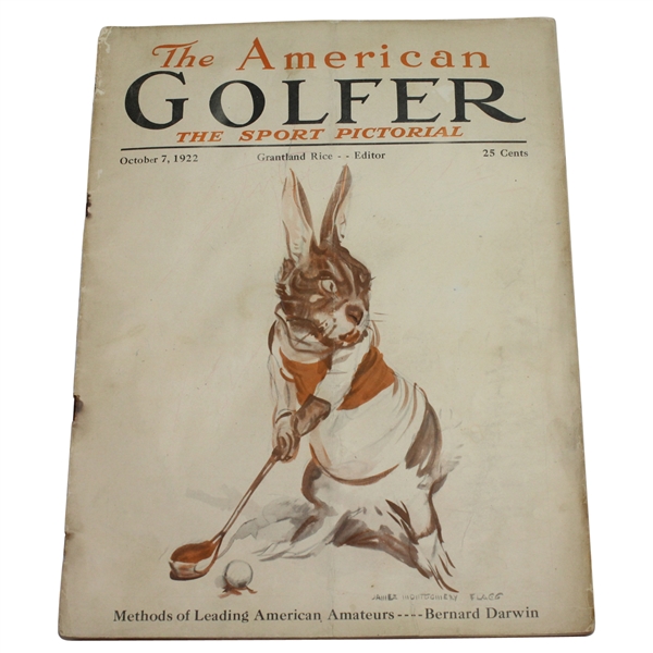 Vintage October 7, 1922 'The American Golfer' Magazine with Golfing Rabbit on Cover