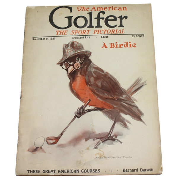Vintage September 9, 1922 'The American Golfer' Magazine with A Birdie on Cover