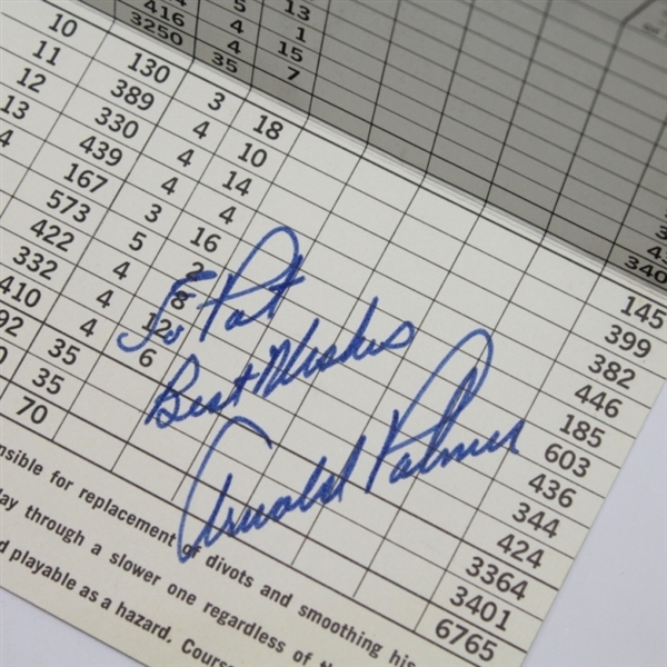 Pine Valley Scorecard Signed by Arnold Palmer JSA COA