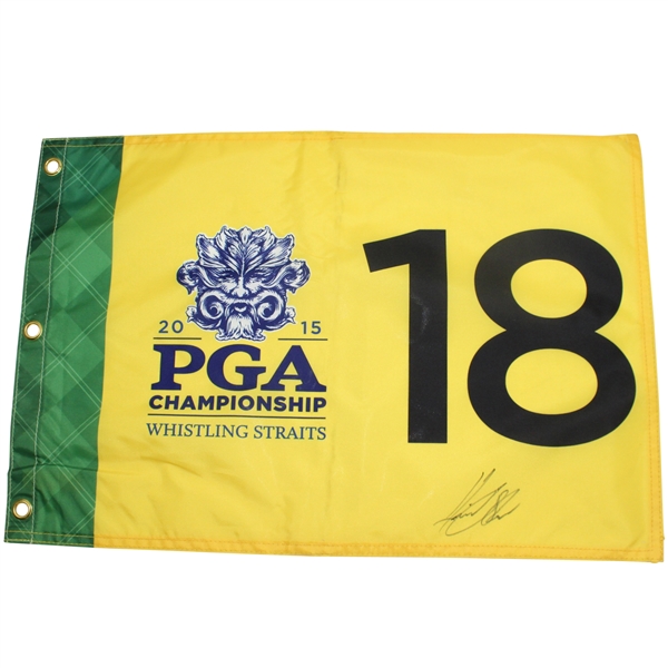 Henrick Stenson Signed 2015 PGA Championship at Whistling Straits Flag JSA COA