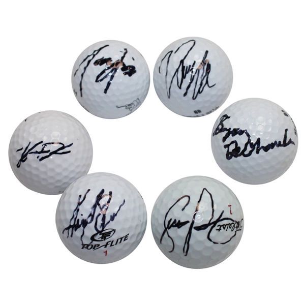 Lot of 6 Signed Golf Balls - Na, Finau, Stenson, Lee, Piercy, & DeChambeau JSa COA
