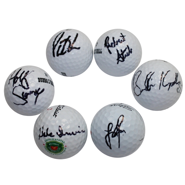 Lot of 6 Signed Golf Balls - Irwin, Sonders, Reed, Streb, Koepka, & Rose JSA COA