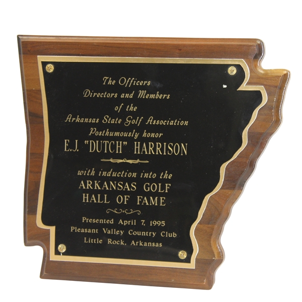 1995 Arkansas Golf HoF Posthumous E.J. Dutch Harrison Induction Plaque