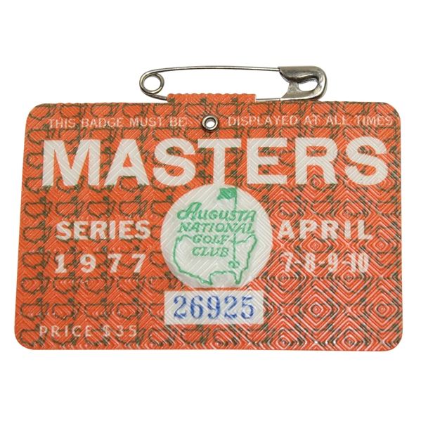 1977 Masters Badge #26925 - Tom Watson Winner