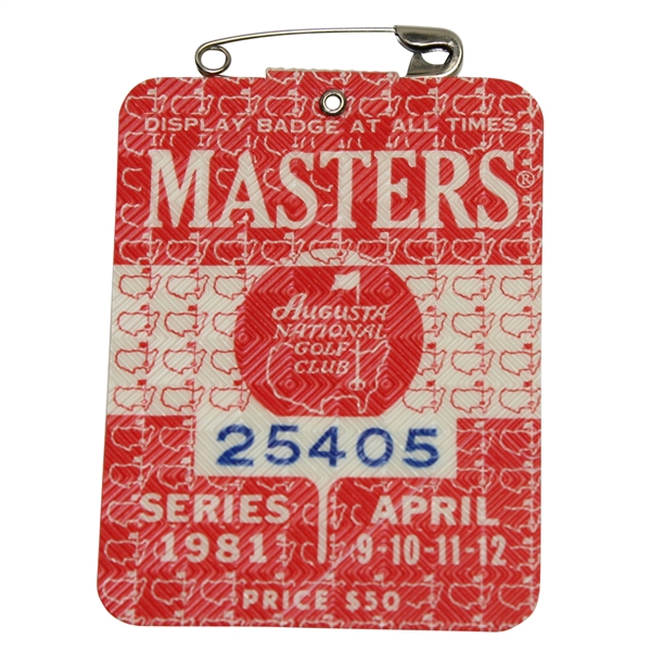 1981 Masters Badge #25405 - Tom Watson Winner
