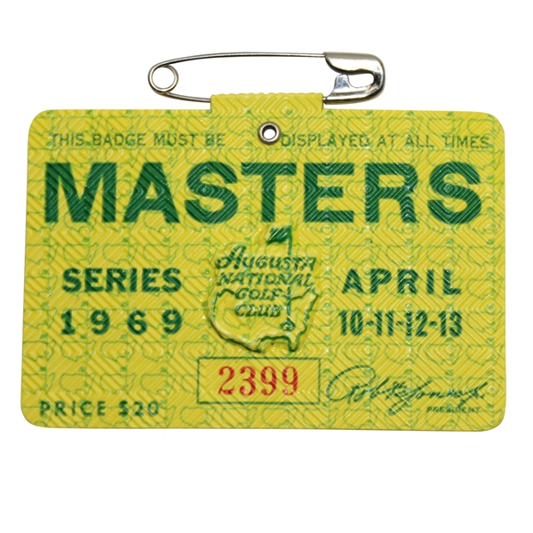 1969 Masters Tournament Badge #2399 - George Archer Winner