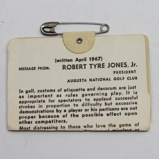 1974 Masters Tournament Badge #6407 - Gary Player 2nd Masters Victory