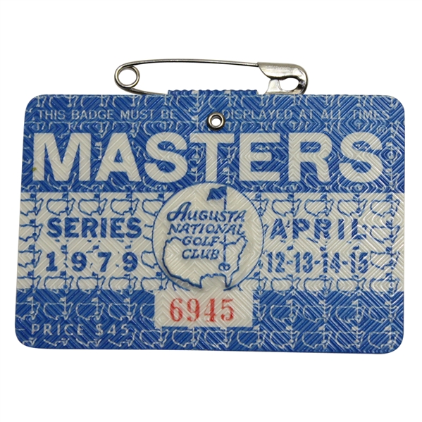 1979 Masters Tournament Badge #6945 - Fuzzy Zoeller Winner