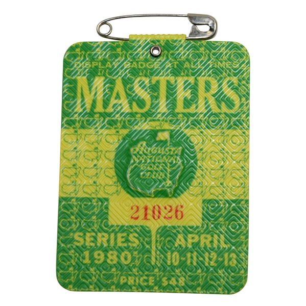 1980 Masters Tournament Badge #21026 - Seve Ballesteros 1st Masters Victory