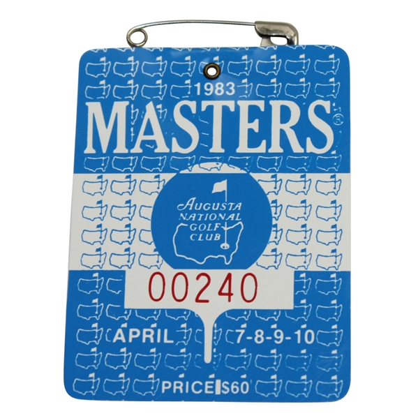 1983 Masters Tournament Badge #00240 - Seve Ballesteros 2nd Masters Victory