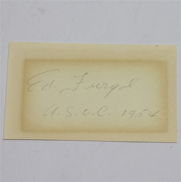 Ed Furgol Signed 3x5 Index with 'USOC 1954' Inscription & Wire Photo JSA COA