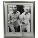 Jack Nicklaus & Arnold Palmer Signed Cuts Framed with B&W Large Photo JSA COA