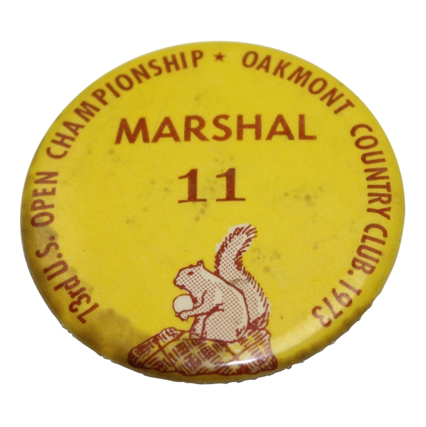 1973 US Open at Oakmont CC #11 Marshall Badge - Johnny Miller Winner