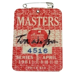 Tom Watson Signed 1981 Masters Badge JSA COA