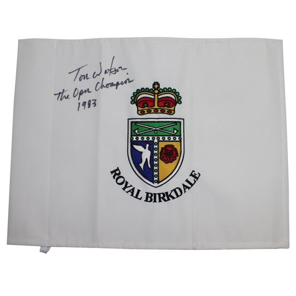 Tom Watson Signed Royal Birkdale Embroidered Flag - 1983 Champ Inscription JSA COA