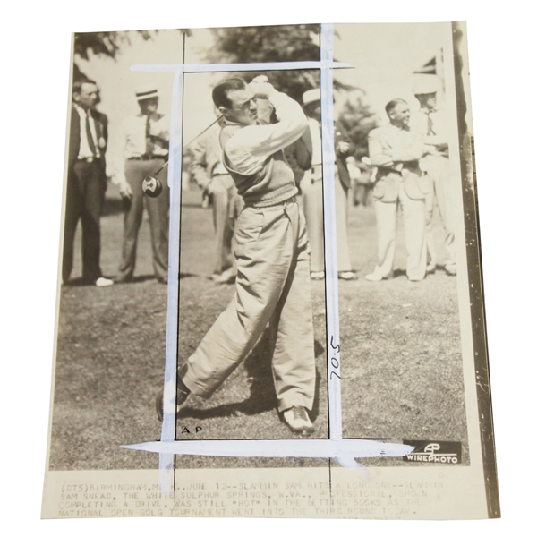 1937 US Open Sam Snead Wire Photo - Driving 