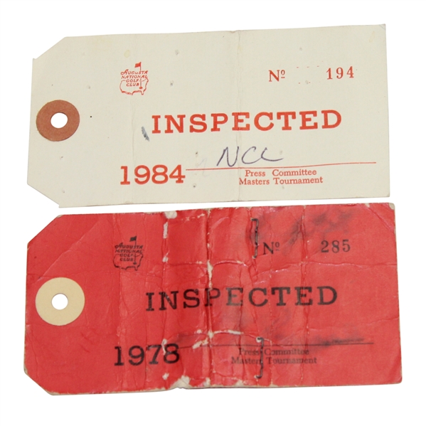 1978 & 1984 Masters Press Committee Inspection Tags