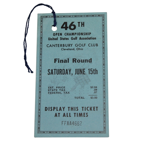 1946 US Open Championship at Canterbury GC Final Rd Ticket - #FFAA4662