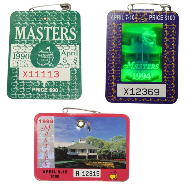 Lot of Three Masters Badges - 1990, 1994, & 1998