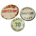 Lot of Three Contestant Badges - Reading Open, Glen Arven, and Blank Contestant