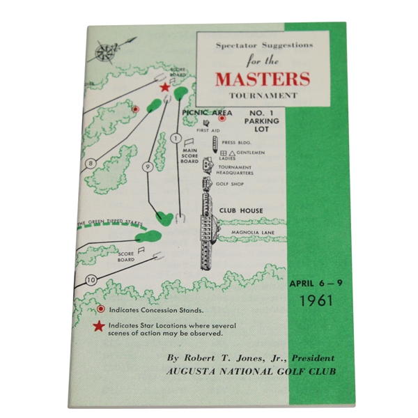 1961 Masters Spectator Guide - Gary Player Winner