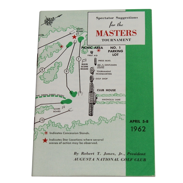 1962 Masters Spectator Guide - Arnold Palmer Winner