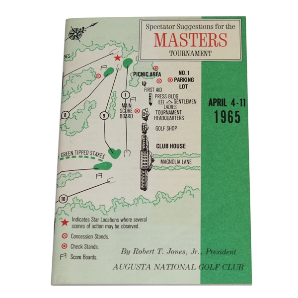 1965 Masters Spectator Guide - Jack Nicklaus Winner