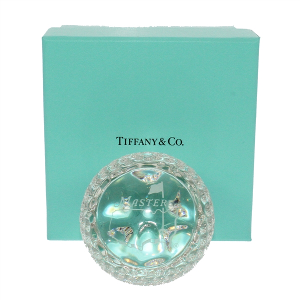  2016 Masters Tiffany and Co. Crystal Golf Ball Paperweight in Original Tiffany Box