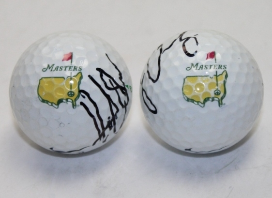 Louis Oosthuizen & Henrik Stenson Signed Masters Logo Golf Balls JSA COA