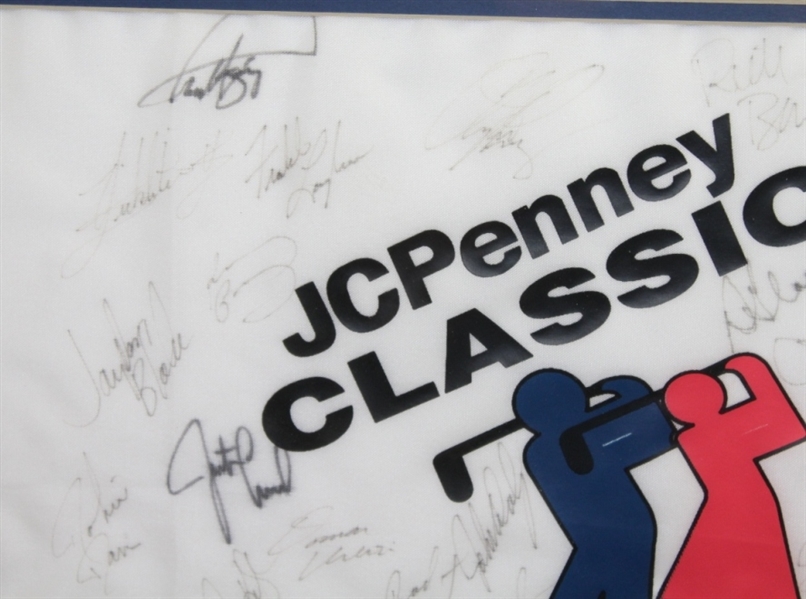 1999 Autographed JC Penney Classic Framed Flag – John Daly/Laura Davies JSA COA